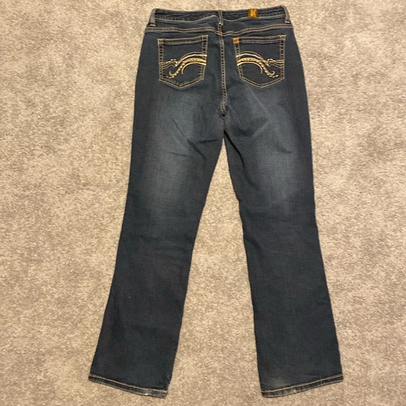 Wrangler Aura Women's Blue Jeans with Gold Stitching - Picture 1 of 11